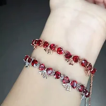 Высокое качество, для девушек, натуральные полудрагоценные камни, гранат, классический позолоченный бант, модное женское ювелирное изделие, красный браслет