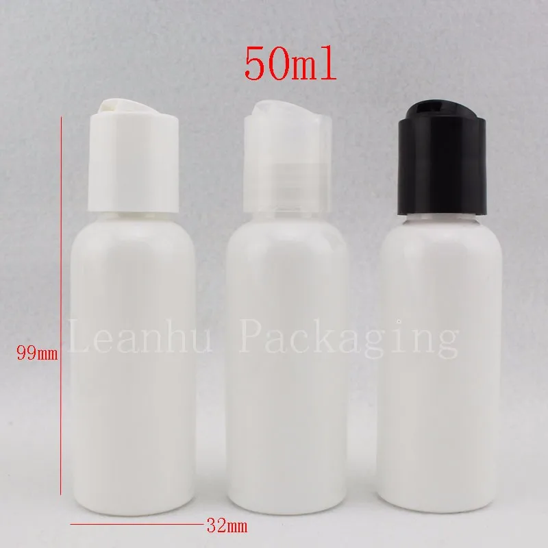 Download 50ml X 50 White Empty Cosmetic Bottles With Disc Top Cap 50cc Travel Size Plastic Containers ...