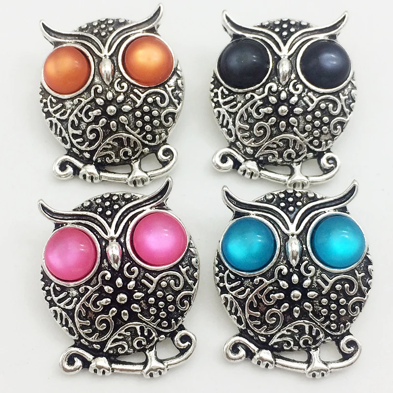 

XH6125 OWL Metal Snap button fit 18mm 20mm snaps Jewelry