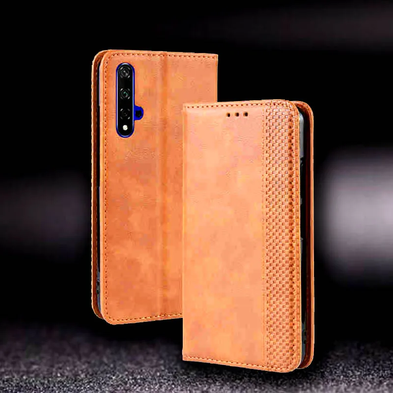 Чехол из искусственной кожи для Huawei Honor 20 Pro защитный чехол с сеткой Магнитный