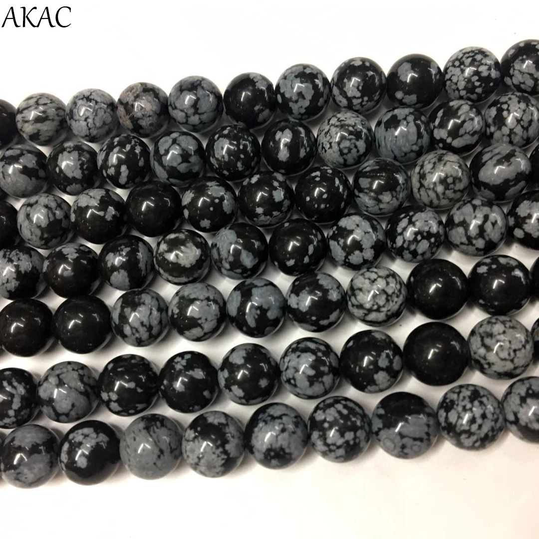 

AKAC natural snow flake jasper stone beads 6/8/10mm for jewelry diy making wholesale