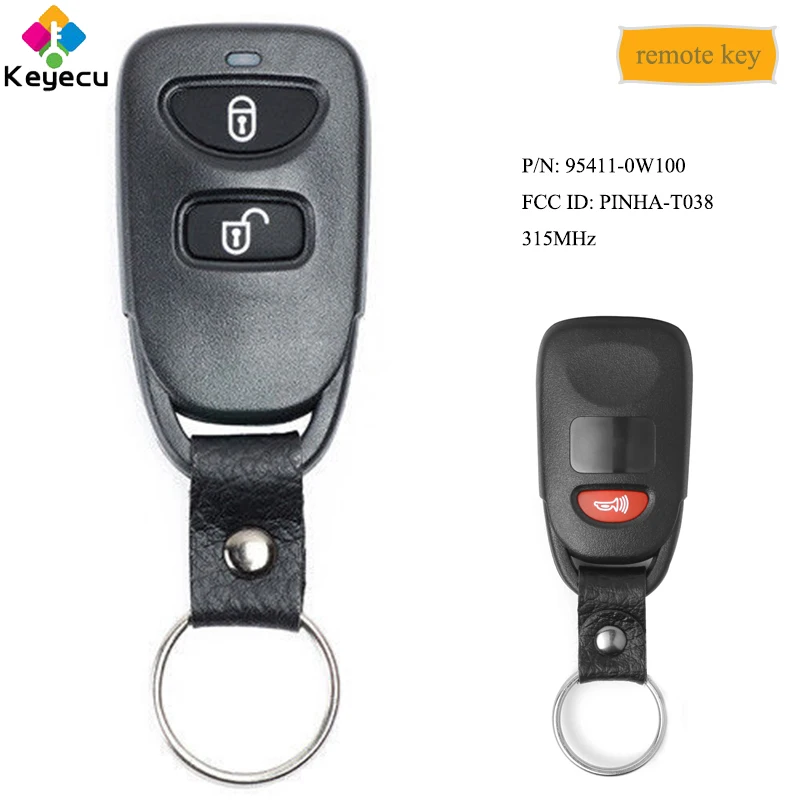

KEYECU Keyless Entry Remote Car Key With 2 1/ 3 Btn 315MHz - Fob for Hyundai Santa Fe 2006 2007 FCC: PINHA-T038 P/N: 95411-0W100