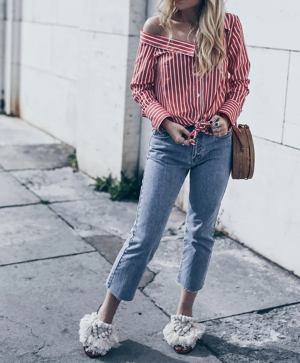 

women blouse fashion 2019 female ladies clothing womens top striped one shoulder autumn winter shirt top 90s