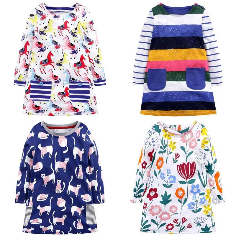 Повседневные детские платья для девочек; Хлопковое платье с длинными рукавами для девочек; платье принцессы; Топ; платья для маленьких девочек; свадебная одежда