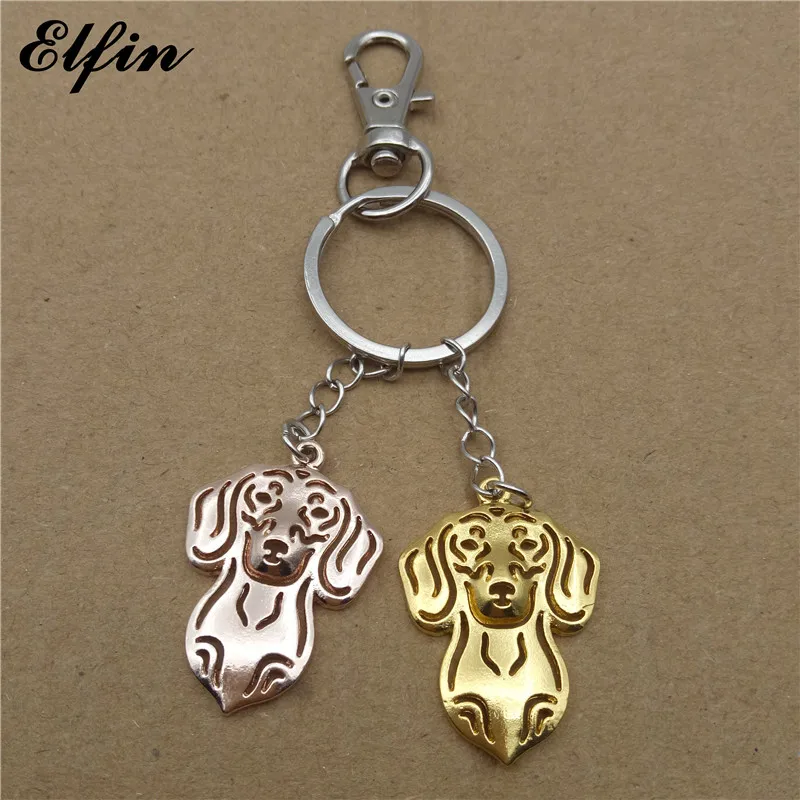 Elfin Trendy Dachshund Key Chains Gold Color Silver Animal Pet Jewellery Fashion Dog Rings For Women Men | Украшения и аксессуары