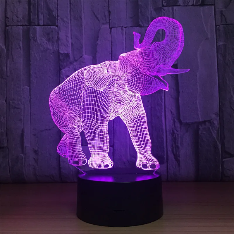 Светодиодный 3d-ночник Zoo Dance Elephant фигурка 7 цветов Сенсорная Оптическая иллюзия настольная лампа украшение дома модель