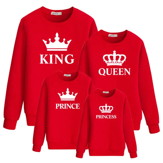 king queen prince princess family matching outfits t shirt for father mother son daughter sweatshirt mommy and me clothes sister