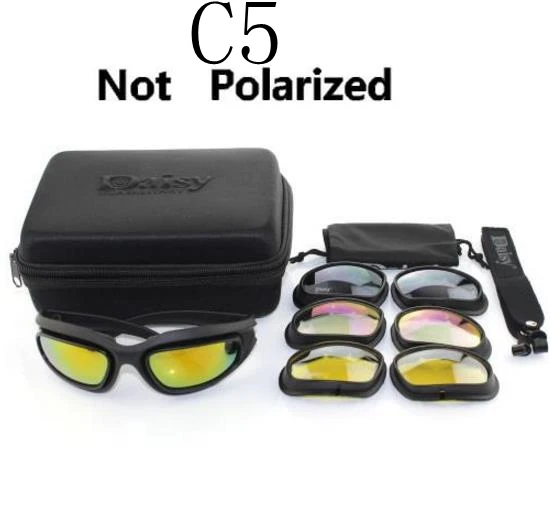 Поляризационные военные солнцезащитные очки Daisy, страйкбол, тактические очки для стрельбы, уф400, для спорта на открытом воздухе, велоспорта, пешего туризма, охотничьи очки - Цвет: not polarized C5