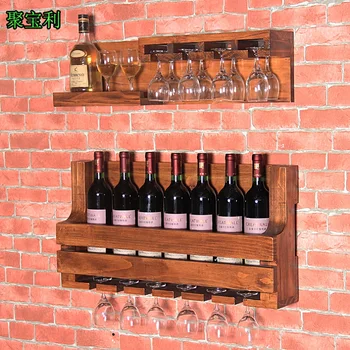 

XXXG Northern Europe to restore ancient ways do old wall wine rack wood goblet restaurant carrying red wine bar