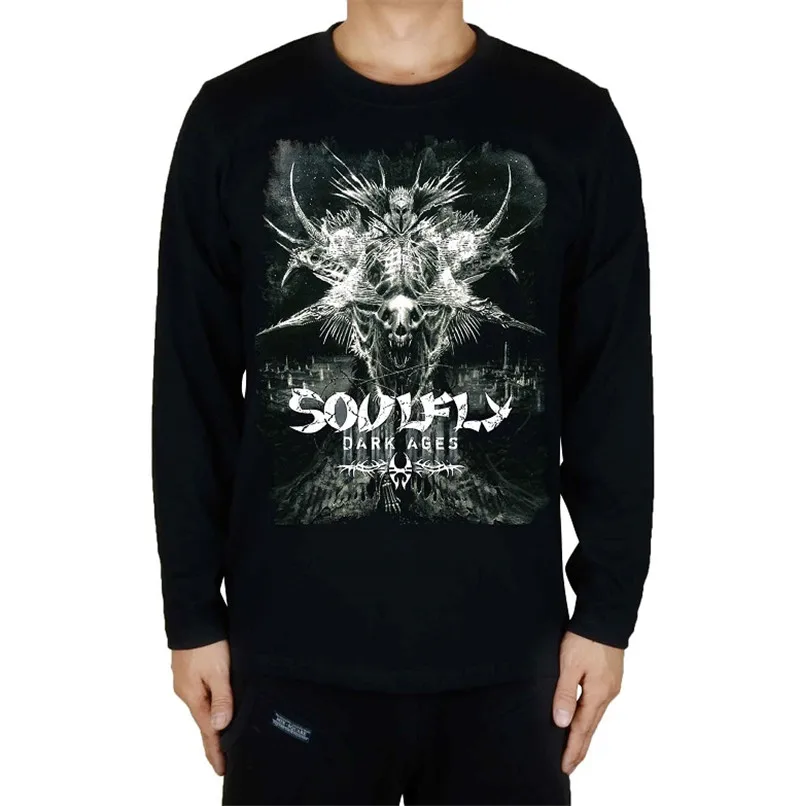 

Darkrai 11 designs Demon Soulfly Rock Brand Full long sleeve shirt fitness Hardrock heavy Metal Cotton Print Skull mask Tee