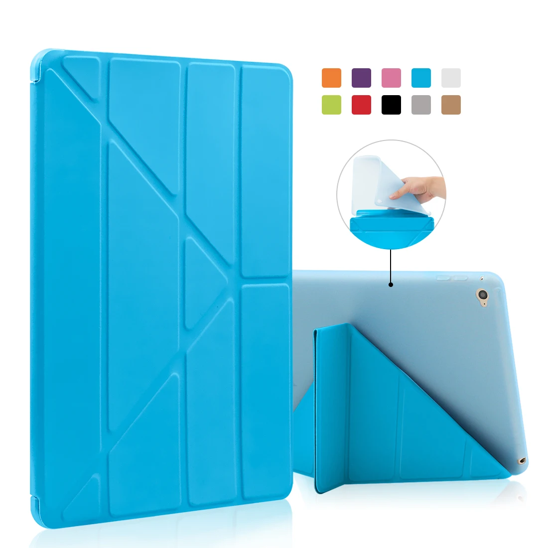 Чехол для iPad 9.7,чехол для планшета Для Нового iPad 9.7 дюймов Случае [силиконовый ТПУ Мягкая Назад] смарт Крышки PU Кожаный Ultra Slim Mulitiple Подставка для Apple A1822/A1823 - Цвет: Sky Blue