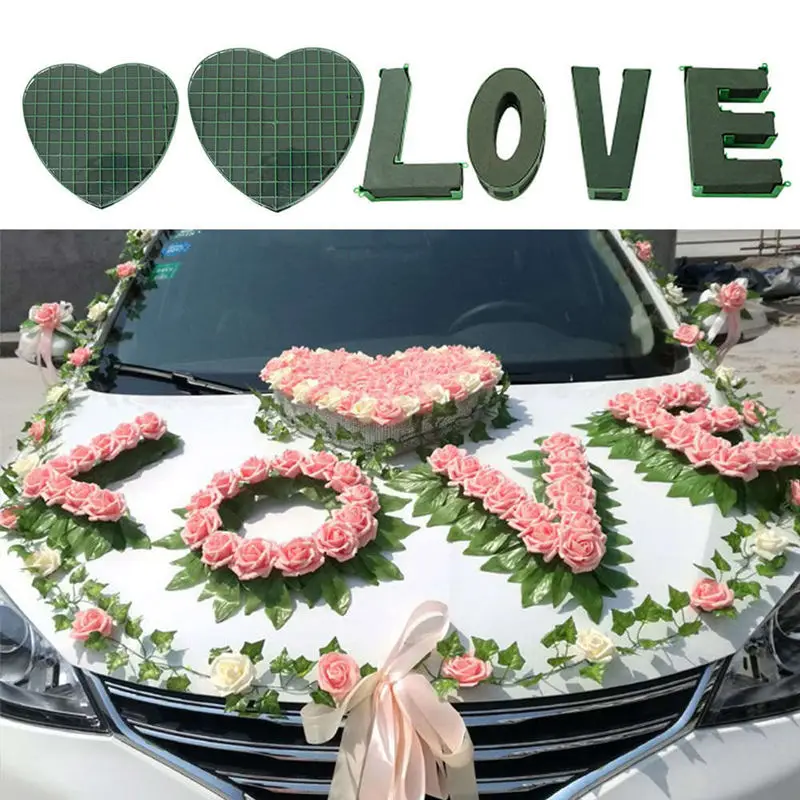 

Heart Shape Flower Wet Foam Fresh Floral Bridal Modelling DIY Wedding Party Car Table Display For Wedding Car Decoration