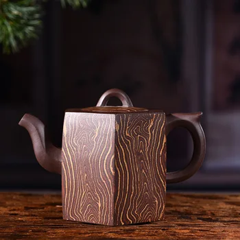 

purple clay pot genuine famous pot pure manual raw mineral purple clay clay high hexagonal pot Kungfu Teapot Tea Set