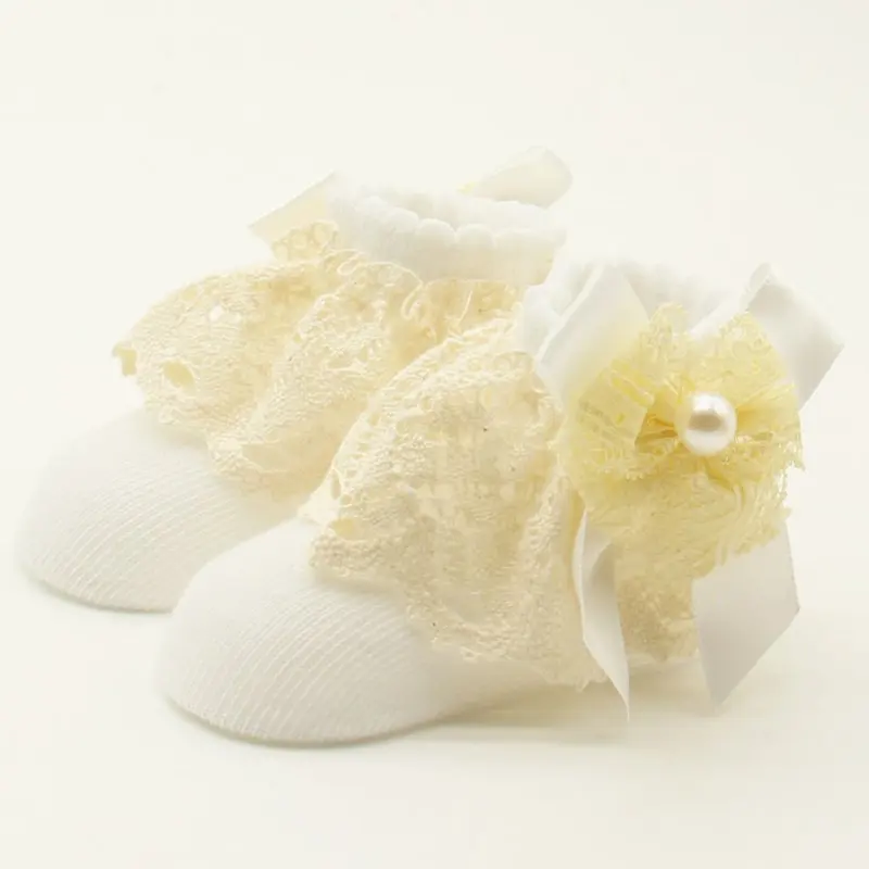 Милые шифоновые носки с кружевом и цветами для малышей; носки из хлопка; мягкие теплые носки для малышей