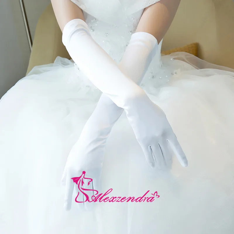 Alexzendra,, цвета слоновой кости, белый, Длинные атласные перчатки, свадебные перчатки для невесты, свадебные перчатки, аксессуары, новинка