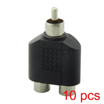 

10x 1 RCA Male to 2 RCA Female Connector Y Type Splitter Adapter AV Audio Plug
