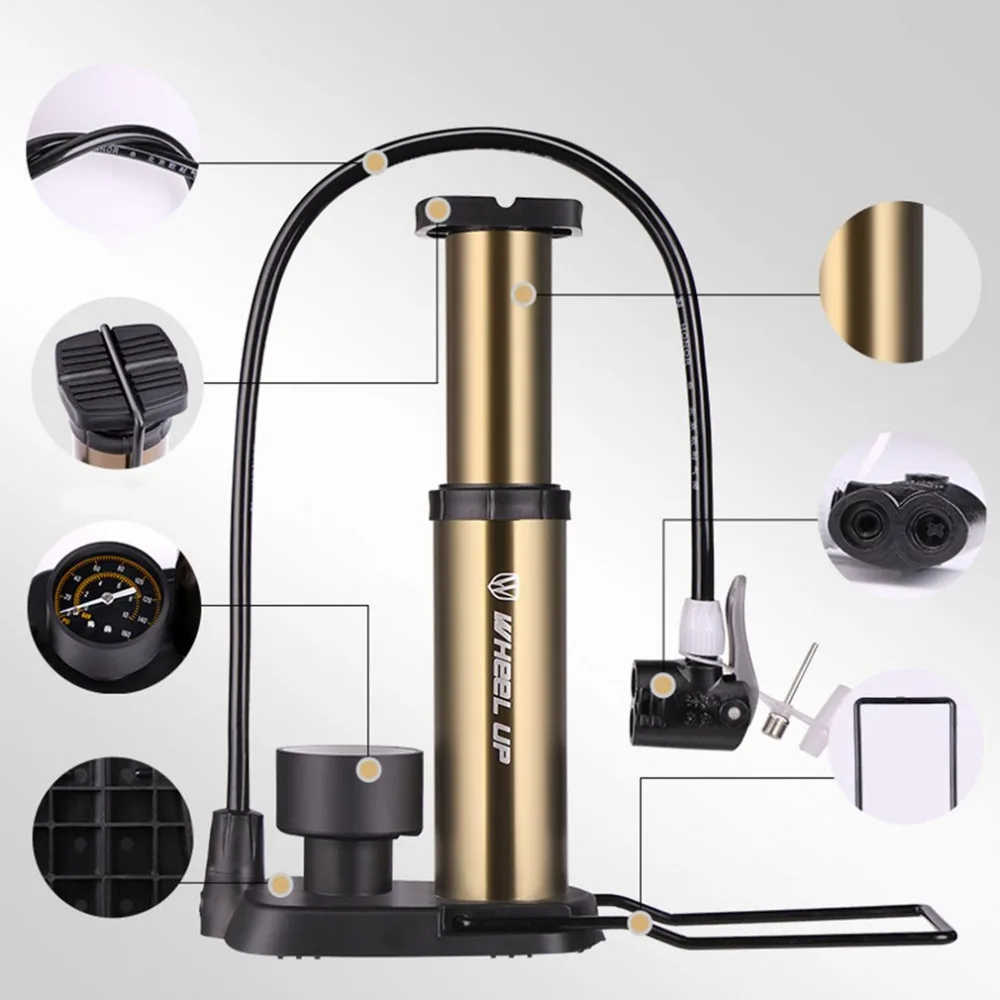 Wheel Up Portable Inflator Pump Aluminum Alloy Bicycle Tire Pump For