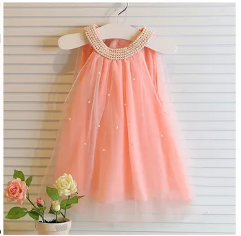 

new girls dresses summer 2018 kids Beads beaded chiffon girls Korean cotton dress children's clothes vestido de festa infantil