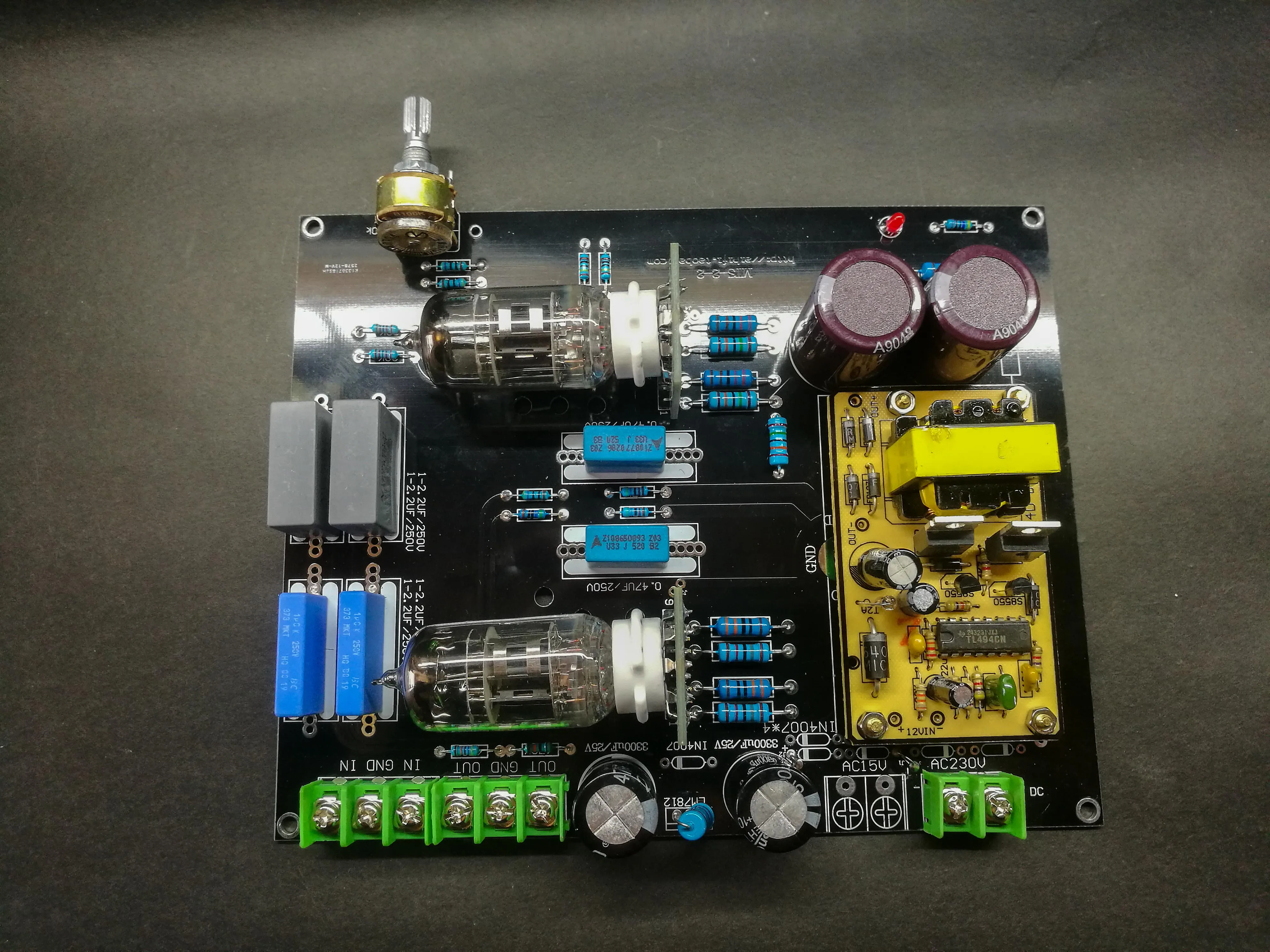 DC12V автомобиль/домашний аудио 6N4(12AX7) ламповый предусилитель Hi-Fi Матисса Предварительный усилитель доска