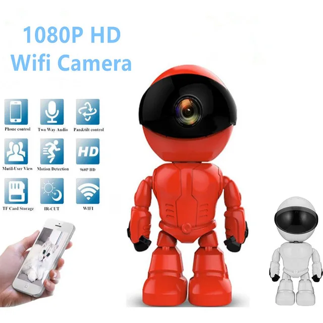  1080P HD Network IP Camera Two-way Audio Wireless Camera Night Vision Motion Detection Camera Robot