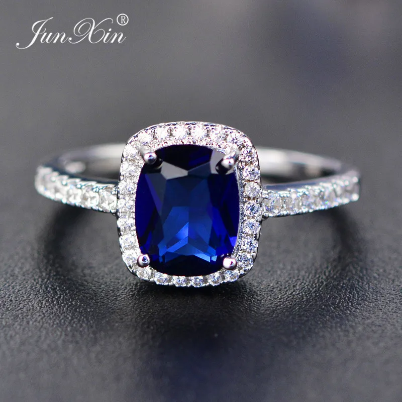 JUNXIN простой мужской женский синий/зеленый/фиолетовый циркон камень кольцо Мода огненный опал кольца для мужчин и женщин винтажное свадебное кольцо