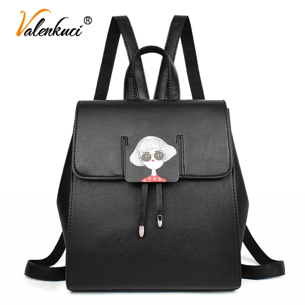 

Valenkuci women backpack leather school bag for teenager women girls backpacks female fashion preppy style small backpack BD-218