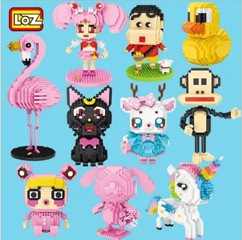

LOZ Mini Diamond Block Cartoon Rainbow Unicorn Flamingo Figurine Anime Monkey Dark Diy Toys Gift for Kids Building Blocks Model
