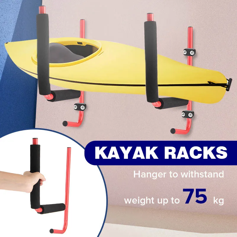 

2PCS Kayak Storage Rack Carrier Canoe Paddle Surfboard Holder Support Wall Mount Bracket Kayak Hanger Accessories