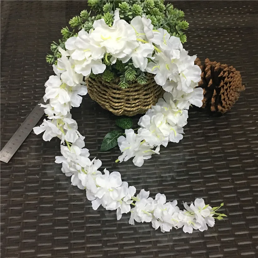 88 cm flor de cerezo vid Sakura flores artificiales para fiesta boda decoración de techo colgante de pared Flor de ratán Artificial 88 cm flor de cerezo vid Sakura flores artificiales para fiesta boda decoración de techo colgante de pared Flor de ratán Artificial
