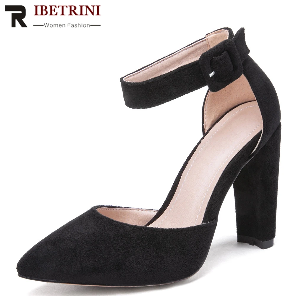 

RIBETRINI Hot Sale Big Size 34-46 High Heels Elegant Sweet Women Shoes Party Wedding Shoes Woman