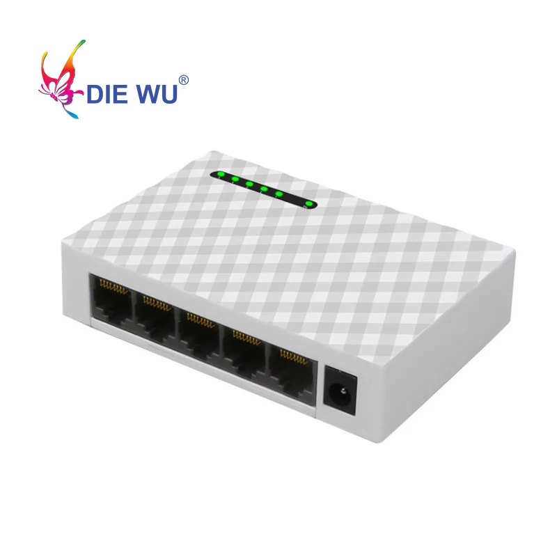 DIEWU 5 портов 10/100/1000 Мбит/с гигабитный коммутатор концентратор LAN Ethernet Настольный сетевой адаптер с защитой от молнии