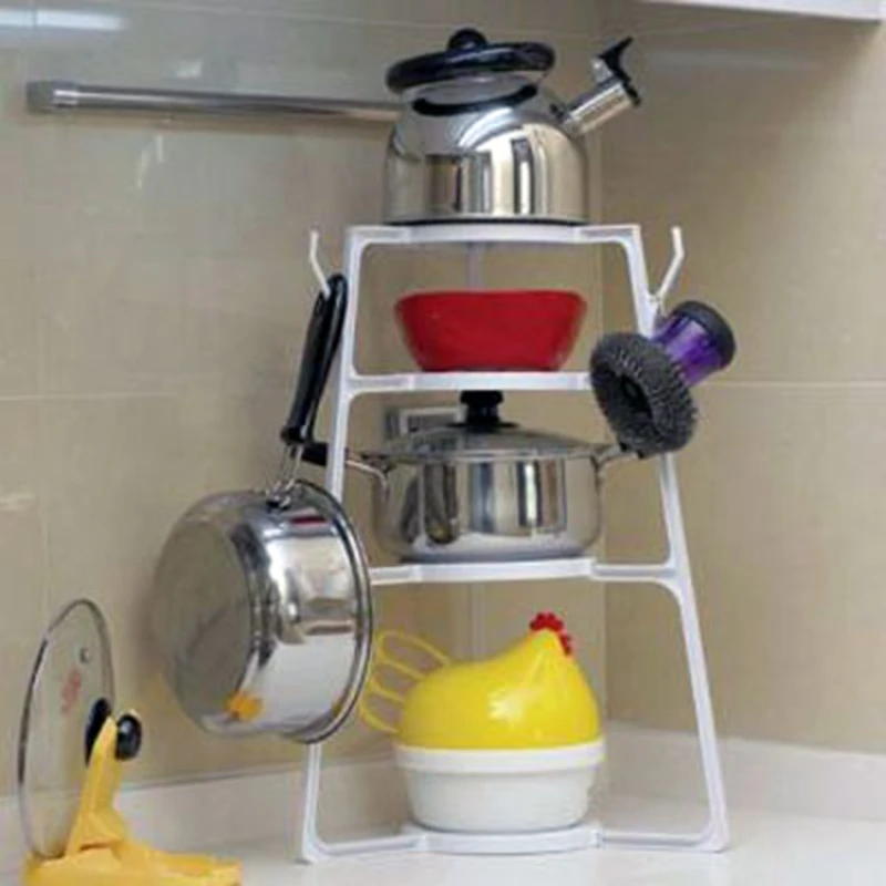 1pcs Multifunctional Pot Pan Cover Stand Holder Rack Shelves Multilayer