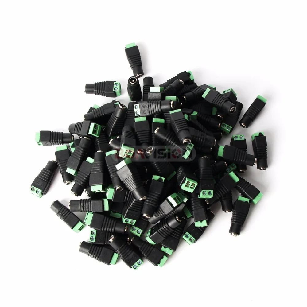 10pcs/lot Female DC Connector 5.5/2.1mm CCTV UTP DC Power Plug Adapter Cable DC/AC 2/Camera Video Balun