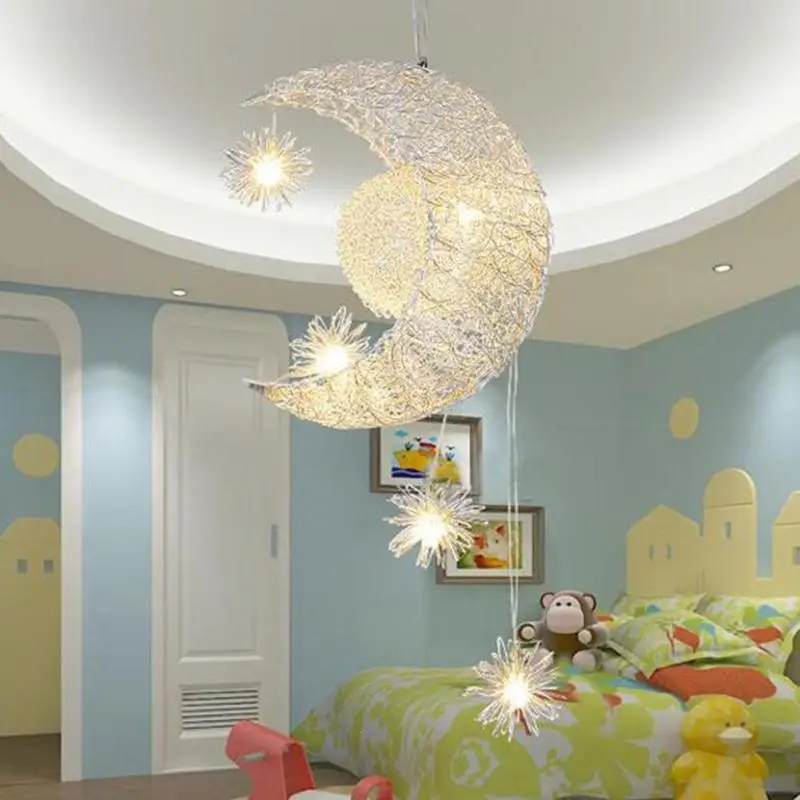 

LED Pendant Lamp Stars Moon LED Lamp Aluminum Pendant Lamp Silver Pendant light Living Room Dinning Kitchen Home lighting Z3