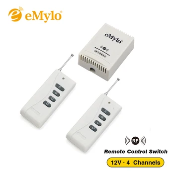 

eMylo Switch 12V 10A 433MHz 4 Channels RF Wireless Remote Control Switch System Receiver Transmitter & Wireless Lighting Switch