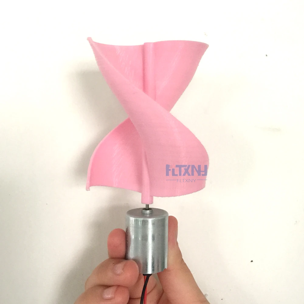 Микродвигатель постоянного тока небольшой светодиодный фонарь Вертикальная ось ветряной турбины лопасти генератора полный набор DIY ветряной, генератор, ветряная мельница розовый цвет