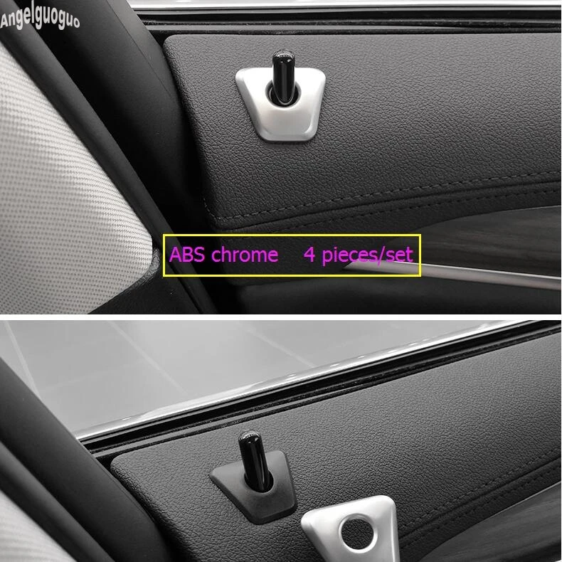 4 pcs ABS chrome Car door bolt lock pin cover switch button decoration sticker for BMW 5 series 2017 18 G30 G38 525 528 Li 530li