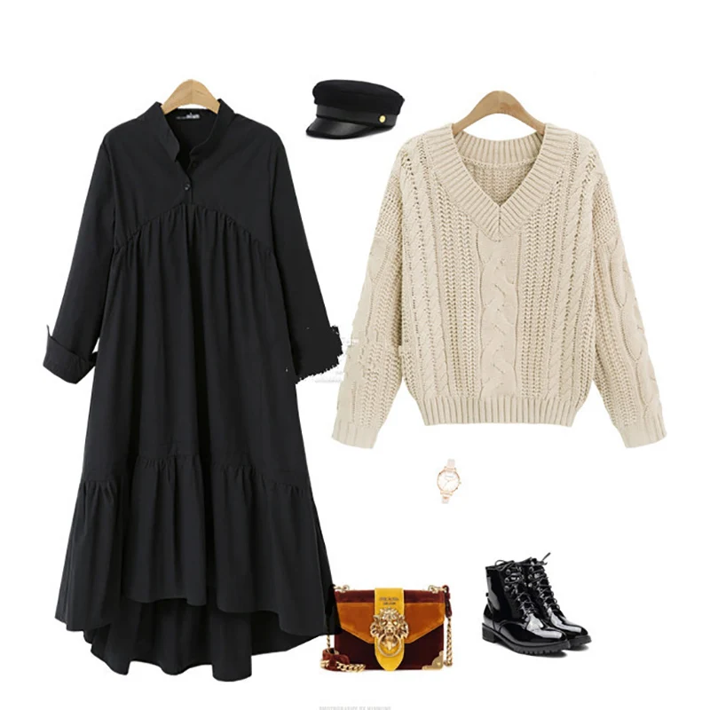 New Summer Autumn Plus Size Dresses Women 4xl Loose long vintage stand-up dress with irregular large dress. Fashion Female