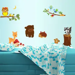 Милые Животные стикер для детей Спальня Мультфильм Детская Наклейки на стены home decor гостиная настенная