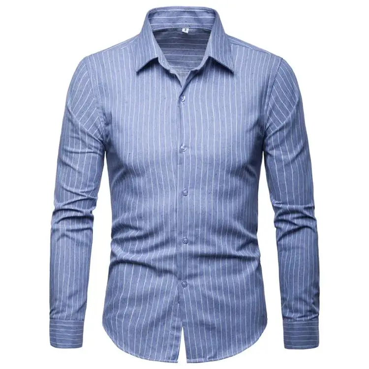 Blusa a rayas para hombre ropa Casual para hombre camisas de manga larga  nuevo modelo camisas azul a la moda|Camisas informales| - AliExpress