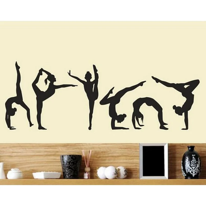 

Танцы Девушки гимнастика стены стикер Спорт Винил Искусство Настенная роспись стикер для украшения дома обои H39