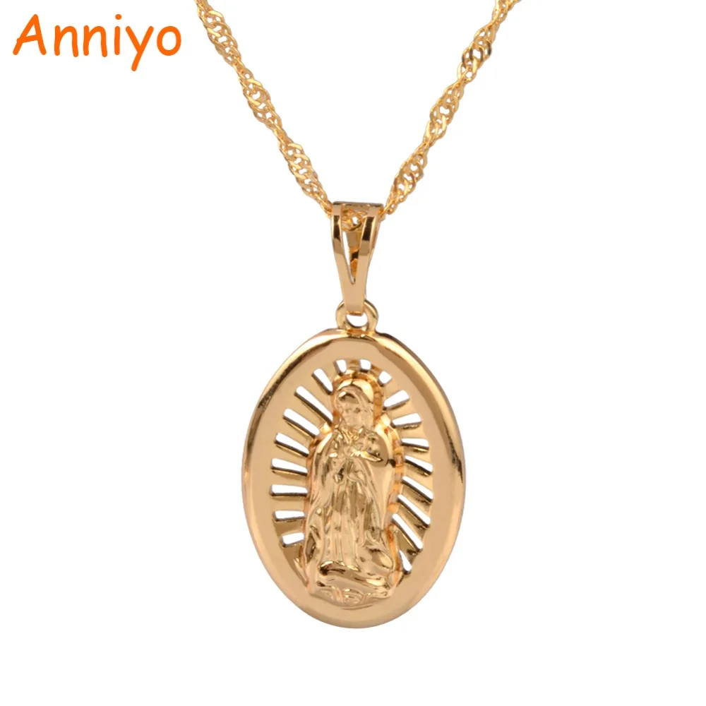 Anniyo светильник из розового золота девственная Мария кулон Neckalces для Для женщин