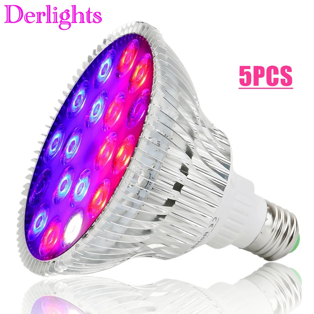  5pcs/Lot 54W Full Spectrum LED Grow Light UV IR AC85~265V E27 Growth Lamp for Indoor Hydroponics Fl - 32954415761