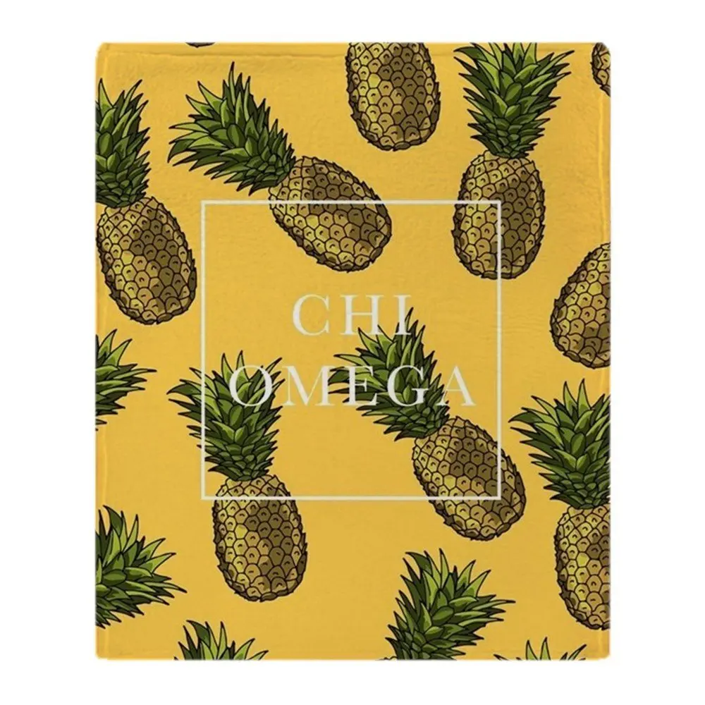 

Chi Omega Pineapples Soft Fleece Throw Blanket Soft Flannel Blanket to on for the sofa/Bed/Car Portable Plaids