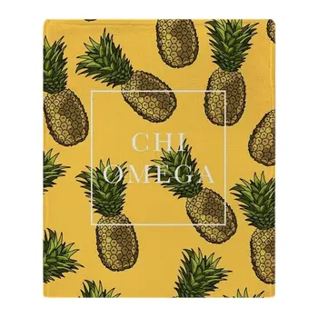 

Chi Omega Pineapples Soft Fleece Throw Blanket Soft Flannel Blanket to on for the sofa/Bed/Car Portable Plaids