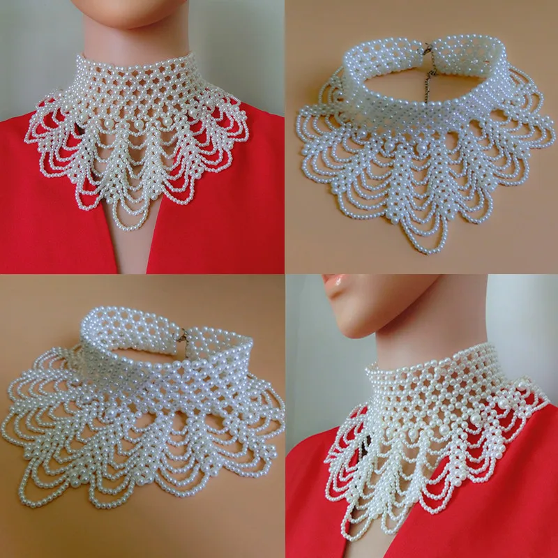 

Wedding Bolero luxury high neck pearls beading white necklace for wedding accessories for evening party kleider hochzeit