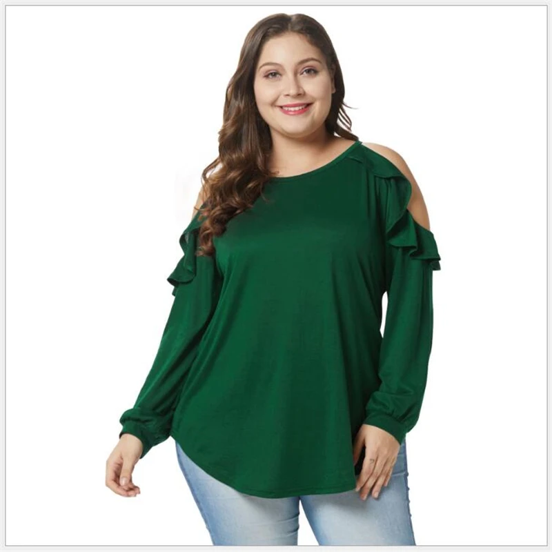 

2019 New Hot Sale Spring autumn Fashion Sexy Large Size Off Shoulder Women T-Shirt long Sleeve O-Neck Tops Tees Clothes R028