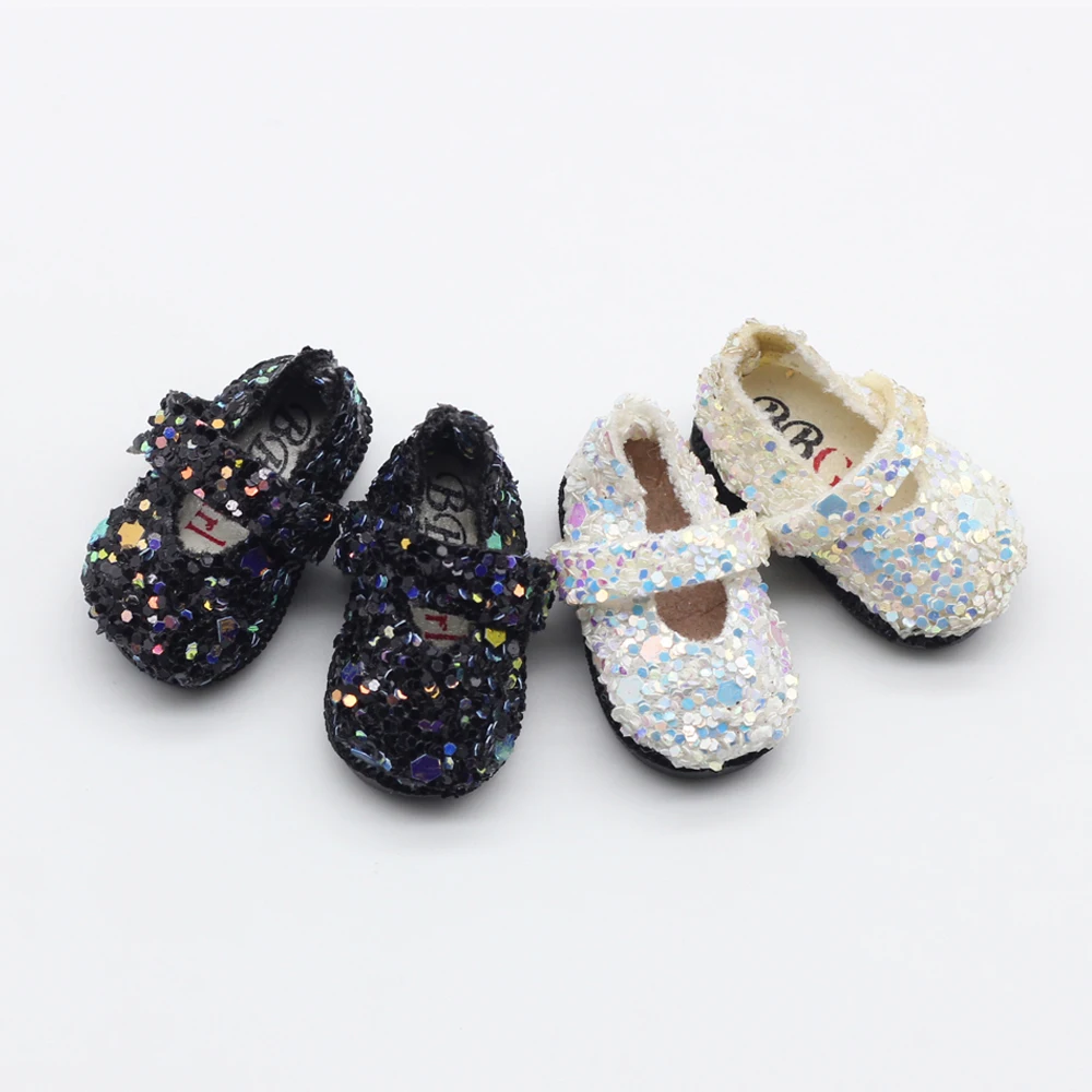 Black White sequins mini shoes for 1 8 BJD blyth 1 6 doll shoe 3 2cm