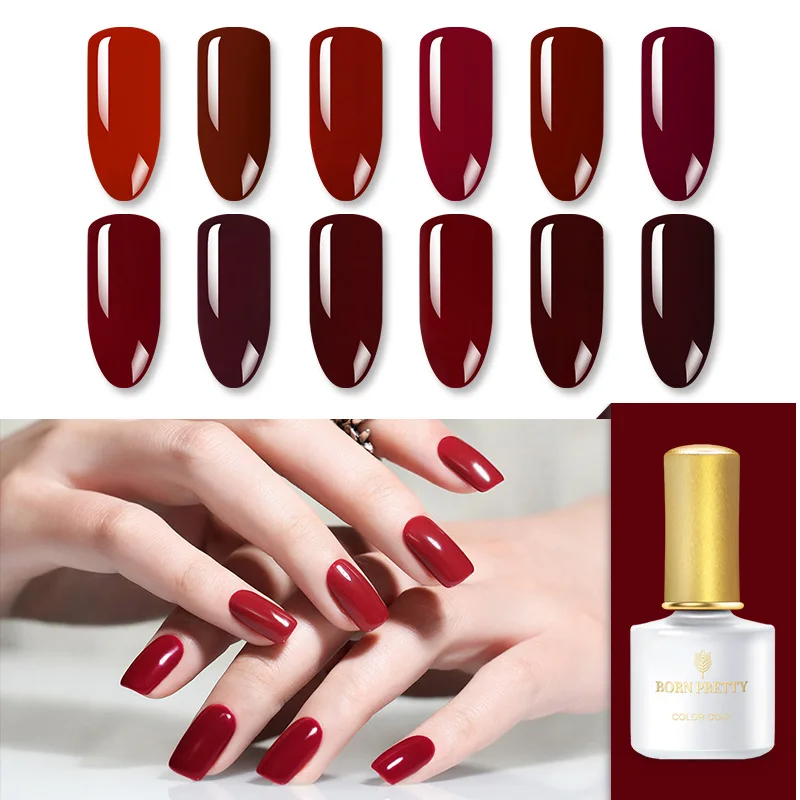 

BORN PRETTY 15 Colors Red Blaze Series Pure Nail Color Nail Gel Polish 6ml Black White Red Soak Off UV Nail Art Gel Polish
