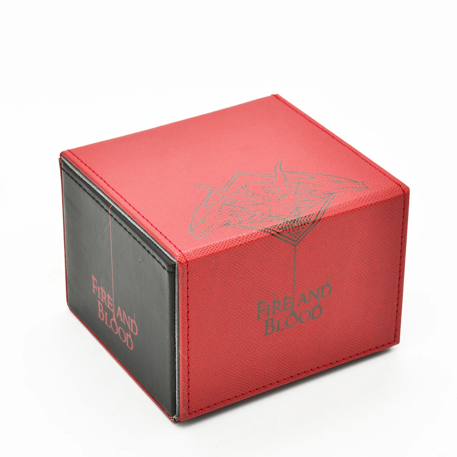 

Time Walker Hand Made Leather Deck Wooden Cards Box Fire and Blood Deck Case Can Hold Up To 100 Cards for MGT/YGO/FOW/CFV